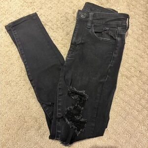 AE Distressed Black Skinny Jeggings
